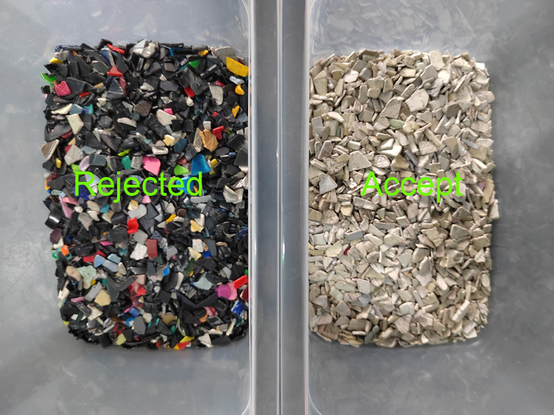 Selezionatrice di colori in scaglie di plastica riciclata a 10 scivoli